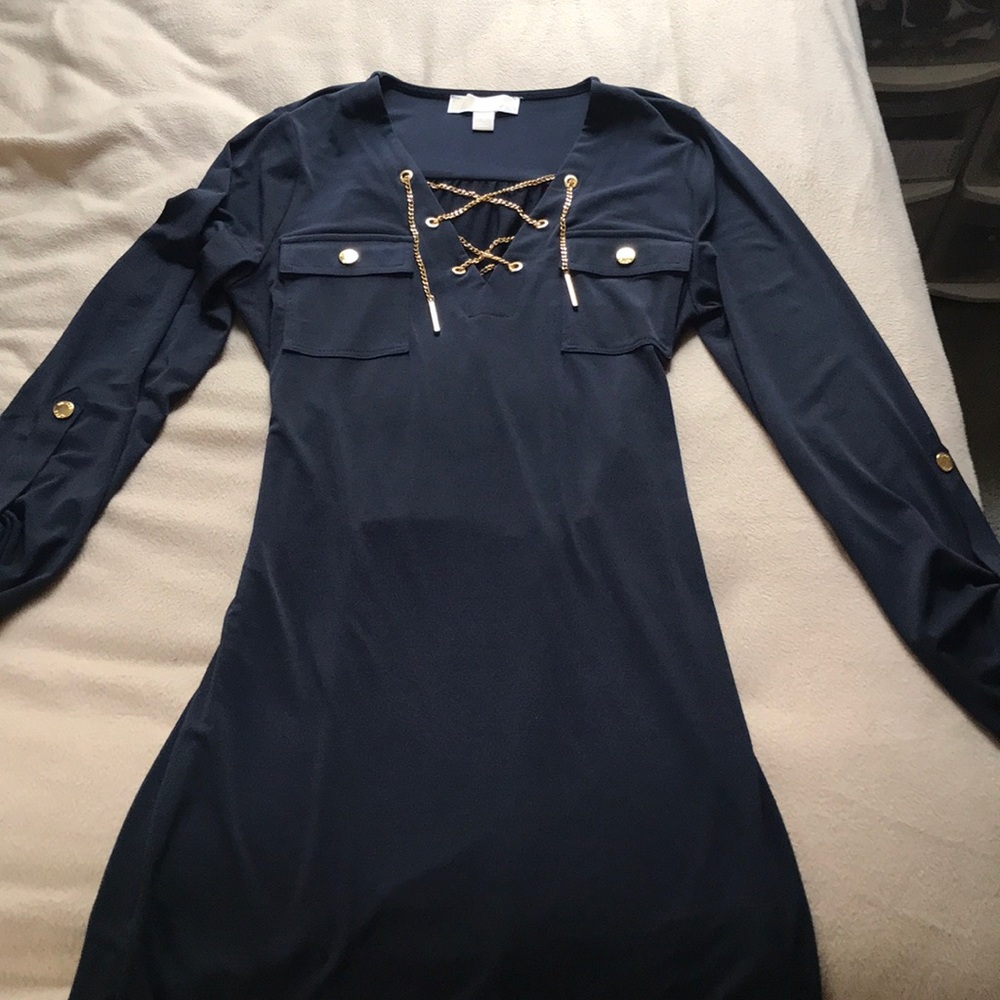 Navy Blue and Gold Michael Kors Dress